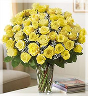4 Dz  Long Stem Yellow Roses Arrangement