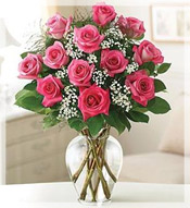 1 Dz  Long Stem Pink Roses Arrangement